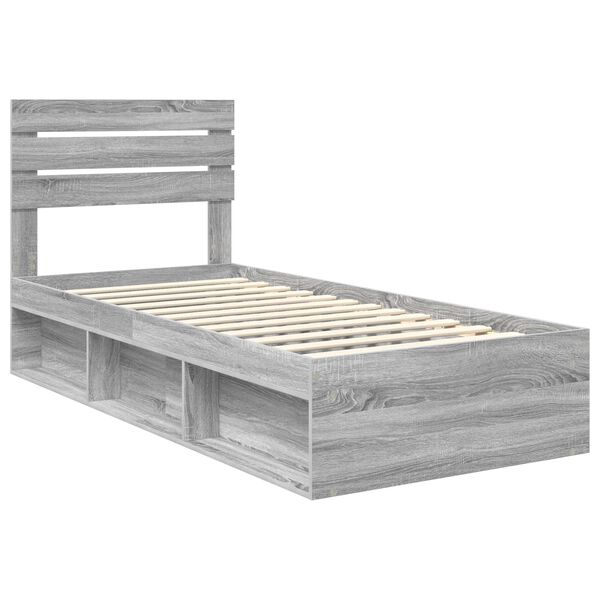 vidaXL Estrutura da Cama com cabeceira Cinza Sonoma 90 x 200 cm