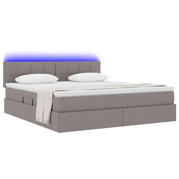 vidaXL Cama com arruma&ccedil;&atilde;o e LED Cinzento-acastanhado 180 x 200 cm