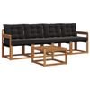 vidaXL Conjunto de Sof&aacute;s para Exterior 5 pcs Natural e Preto