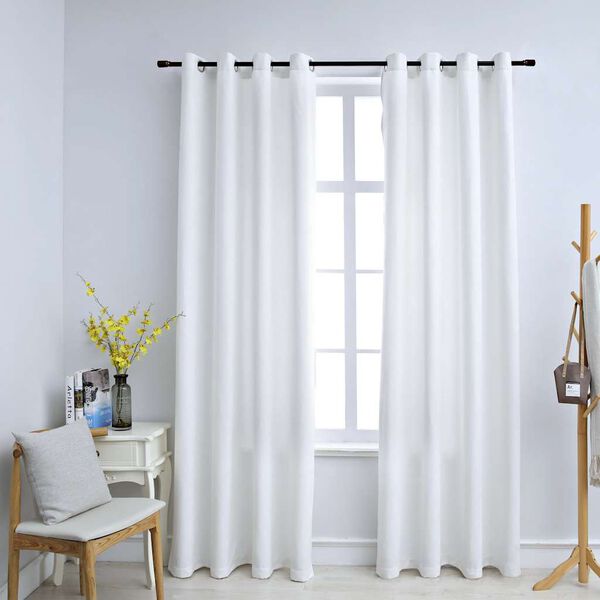 vidaXL Cortinas blackout c/ argolas metal 2 pcs 140x245 cm branco sujo