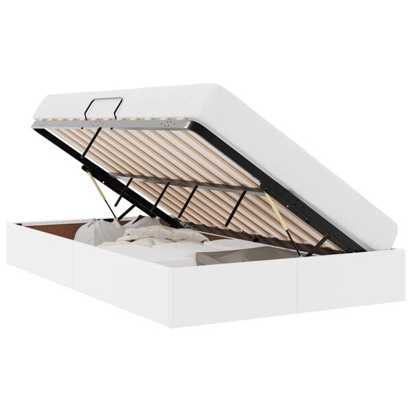 vidaXL Cama com Armazenamento Branco Puro 120 x 190 cm Couro sint&eacute;tico