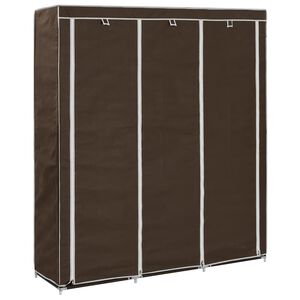 vidaXL Roupeiro compartimentos e var&otilde;es 150x45x175cm tecido castanho