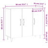 vidaXL Aparador 90x34x80 cm madeira processada cinza cimento