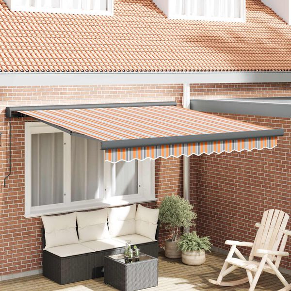vidaXL Toldo Retr&aacute;til Multicolor 350 x 250 cm Tecido e Metal