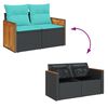 vidaXL 6 pcs conjunto sof&aacute;s jardim c/ almofad&otilde;es vime PE/ac&aacute;cia preto