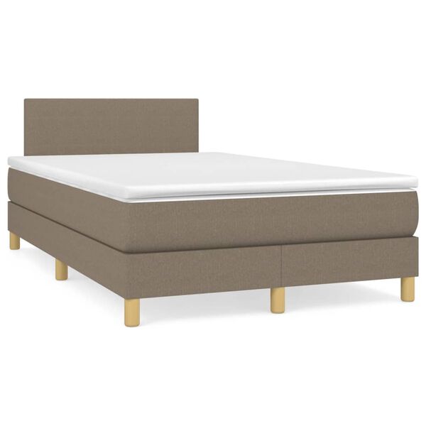 vidaXL Cama box spring colch&atilde;o/LED 120x190cm tecido cinza-acastanhado
