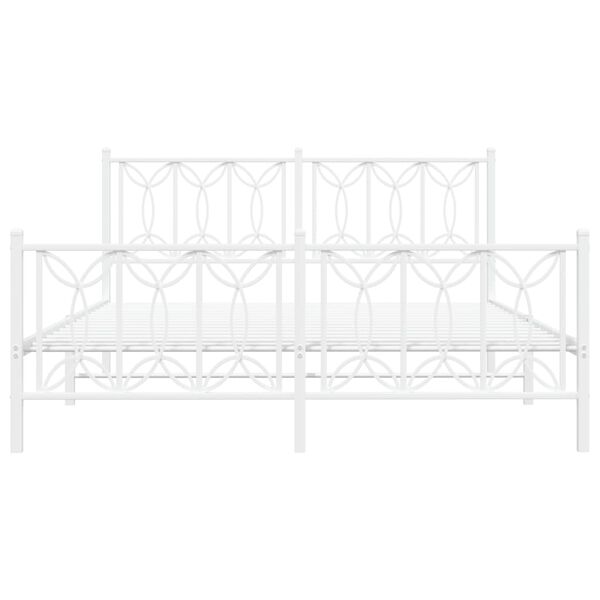 vidaXL Estrutura de cama com cabeceira e pés 150x200 cm metal branco