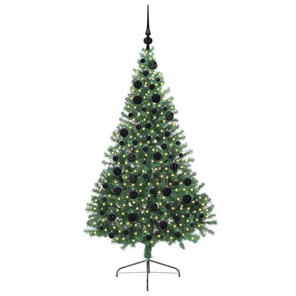 vidaXL &Aacute;rvore de Natal Artificial Pr&eacute;-iluminada Verde 180 cm PVC
