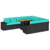 vidaXL 11 pcs conjunto sof&aacute;s de jardim c/ almofad&otilde;es vime PE preto