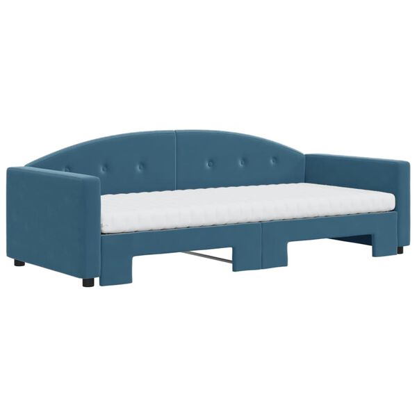 vidaXL Sof&aacute;-cama com gavet&atilde;o e colch&otilde;es 90x200 cm veludo azul