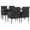 vidaXL 5 pcs conjunto de jantar para jardim vime PE e a&ccedil;o preto