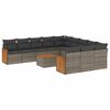 vidaXL 12 pcs conjunto de sof&aacute;s jardim c/ almofad&otilde;es vime PE cinzento