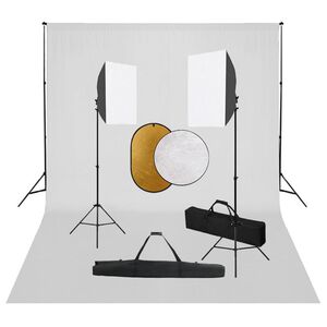vidaXL Kit est&uacute;dio fotogr&aacute;fico com softbox ilumina&ccedil;&atilde;o/fundo/refletor
