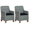 vidaXL 3 pcs conj. lounge jardim c/ almofad&otilde;es vime PE cinzento-claro