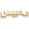vidaXL 7 pcs conjunto lounge jardim c/ almofad&otilde;es creme pinho maci&ccedil;o