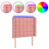 vidaXL Cabeceira de cama c/ luzes LED veludo 83x16x118/128 cm rosa