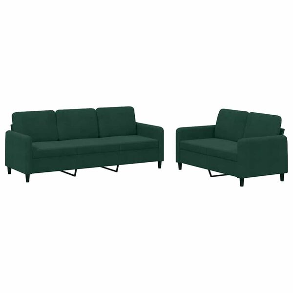 vidaXL 2 pcs conjunto de sof&aacute;s veludo verde-escuro