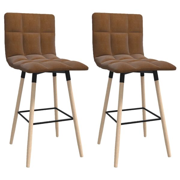 vidaXL Bancos de bar 2 pcs tecido castanho