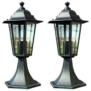 vidaXL Candeeiros de jardim 2 pcs alum&iacute;nio verde-escuro e preto