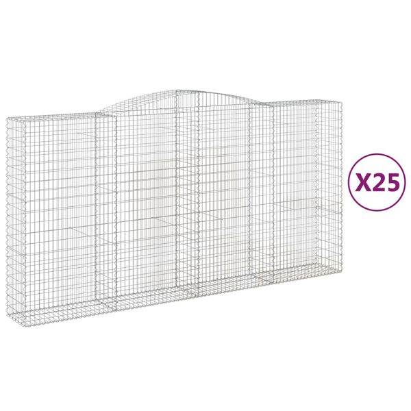 vidaXL Cestos gabi&atilde;o arqueados 25 pcs 400x50x200/220 ferro galvanizado