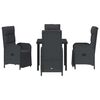 vidaXL Conjunto de Jantar para Jardim com almofada 5 pcs Preto vime PE
