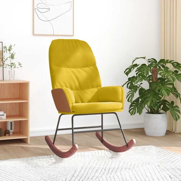 vidaXL Cadeira de baloi&ccedil;o veludo amarelo