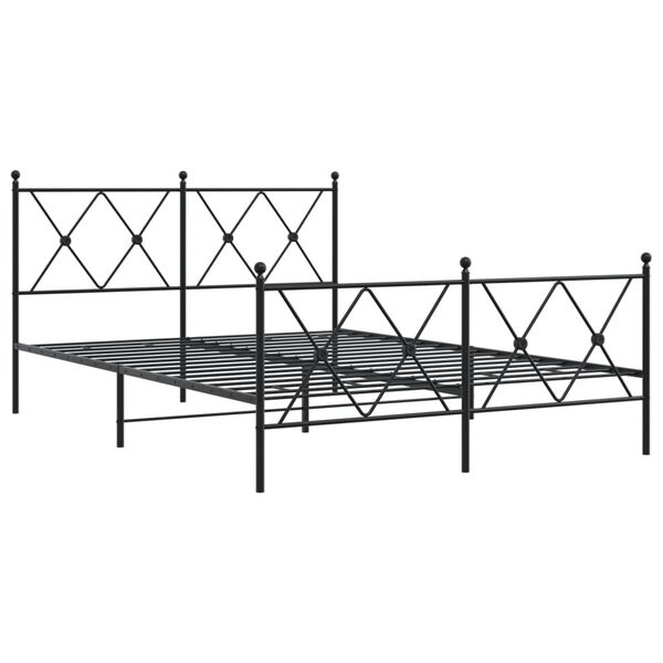 vidaXL Estrutura de cama com cabeceira e p&eacute;s 140x190 cm metal preto
