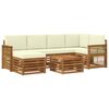 vidaXL Conjunto de Sof&aacute;s para Exterior 6 unid. Natural e Creme