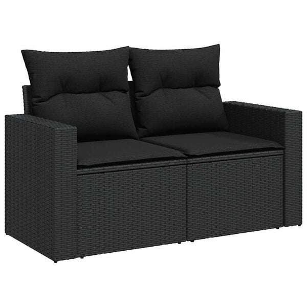 vidaXL 6 pcs conjunto sof&aacute;s de jardim c/ almofad&otilde;es vime PE preto