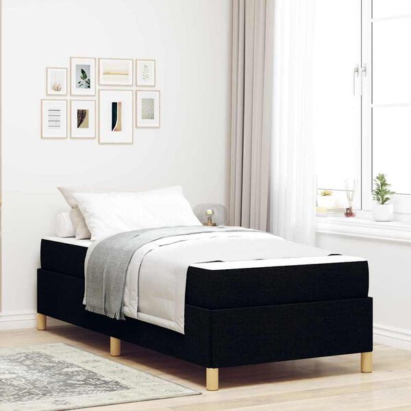 vidaXL Estrutura da Cama com colch&atilde;o Preto 80 x 200 cm tecido