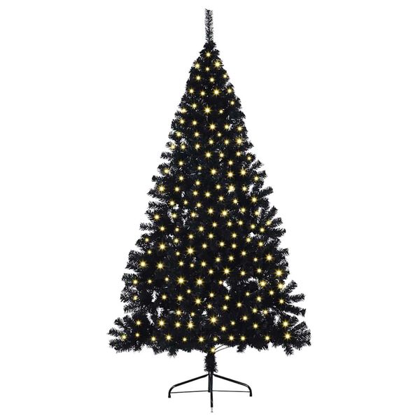 vidaXL &Aacute;rvore de Natal Artificial Pr&eacute;-iluminada Preto 240 cm PVC