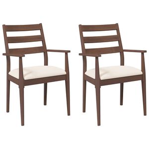 vidaXL Cadeiras de jantar com almofad&otilde;es 2 pcs madeira maci&ccedil;a castanho
