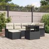 vidaXL Conjunto de Sof&aacute; de Jardim 7 pcs Preto Rattan Sint&eacute;tico