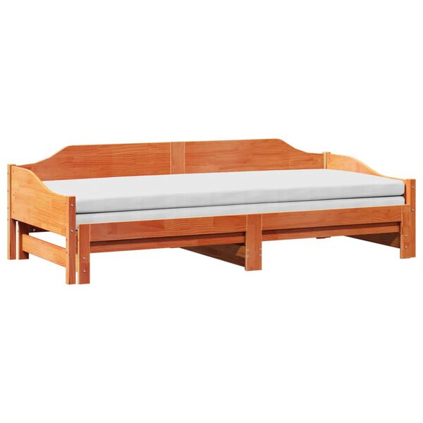 vidaXL Sof&aacute;-cama com gavet&atilde;o 80x200 cm madeira de pinho castanho cera