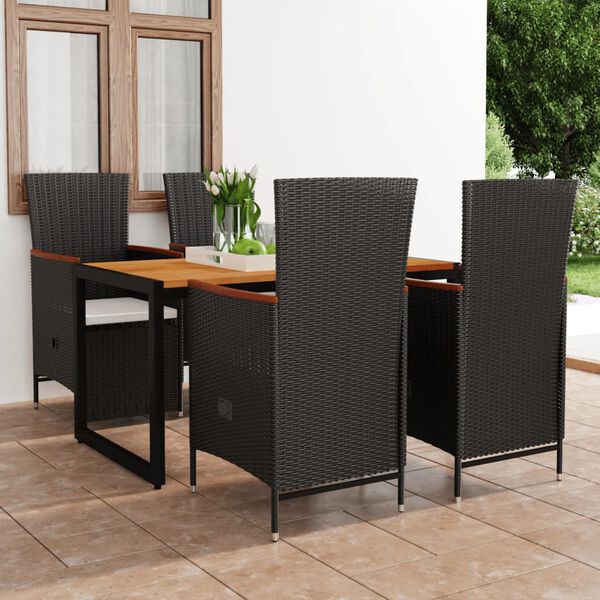 vidaXL 5 pcs conjunto de jantar para jardim preto