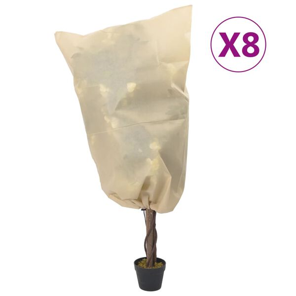 vidaXL Coberturas para plantas com cord&atilde;o 8 pcs 70 g/m&sup2; 0,8x0,8 m