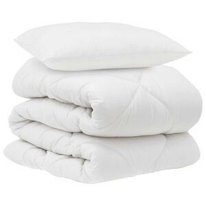 vidaXL Edred&atilde;o com travesseiro 2 pcs Branco Microfibra