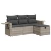 vidaXL 4 pcs conj. sof&aacute;s jardim c/ almofad&otilde;es vime PE cinzento-claro