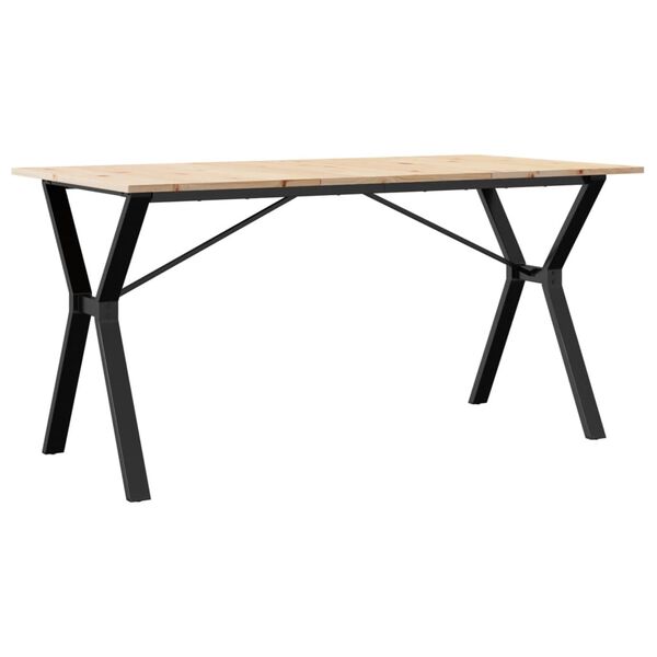 vidaXL Mesa de jantar estrutura em Y 140x80x75cm pinho e aço