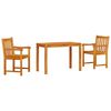 vidaXL Conjunto de Jantar para Jardim 3 pcs Castanho