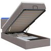 vidaXL Cama Ottoman com Colch&atilde;o e LED Cinzento-acastanhado 90 x 200 cm