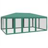 vidaXL Tenda p/ festas c/ 10 paredes laterais em rede 6x4 m PEAD verde