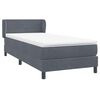 vidaXL Cama com molas/colch&atilde;o cinza-escuro 90x210 cm veludo
