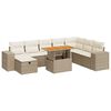 vidaXL 9 pcs conjunto sof&aacute;s jardim com almofad&otilde;es vime PE/ac&aacute;cia bege