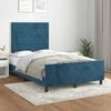 vidaXL Estrutura de cama com colch&atilde;o azul escuro 120x190 cm Veludo