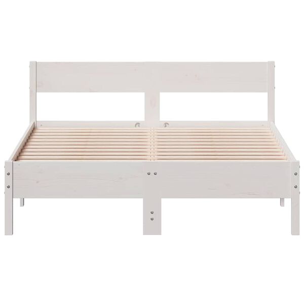 vidaXL Cama sem colch&atilde;o 160x200 cm madeira de pinho maci&ccedil;a branco
