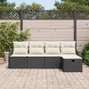 vidaXL Conjunto de Sof&aacute; de Jardim 5 pcs Preto e creme Rattan Sint&eacute;tico