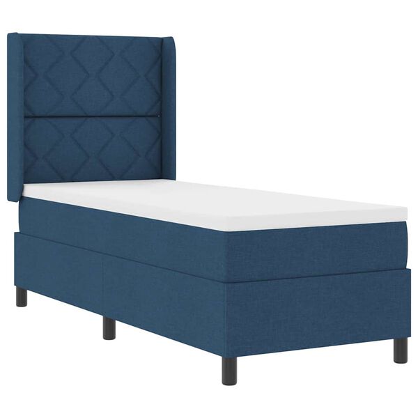 vidaXL Cama Box com colch&atilde;o com cabeceira Azul 80 x 200 cm tecido