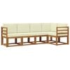 vidaXL Conjunto de Sof&aacute;s para Exterior 5 pcs Natural e Creme