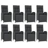 vidaXL 9 pcs conjunto de jantar p/ jardim c/ almofad&otilde;es vime PE preto